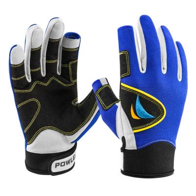 China Anti-impact Custom Styles Sailing Gloves Boating Full Finger Outdoor Sports Gloves Double Palm Leather for sale