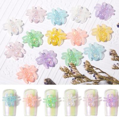 China Spider Shape Wholesale 10pcs/bag Spider Nail Charm Aurora 3D Halloween Theme Nail Art Charms Decoration Beautytop Nail Supplier from Qianya for sale