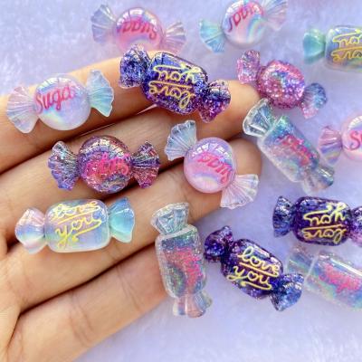 China Wholesale Sweet Candy Qianya Health Material Resin Color Candy Nail Charms Glitter Candy Nail Decoration DIY Nail Phone Case Shiny Accessory for sale