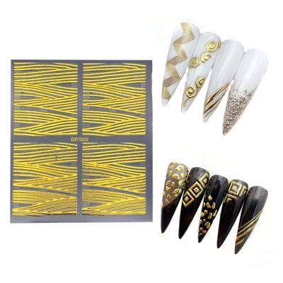 China Easy Apply Qianya Gold Rivet Metal Nail Adhesive Stickers Shiny Metallic Luster Rivet Punk Studs Nail Decoration for sale