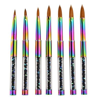 China High Quality Kolinsky Acrylic Nail Art Brush 100% Metal Handle Rainbow Nail Art Brush Qianya Wholesale Holo Professional Nail Brush for sale