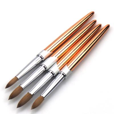 China Professional Nail Art Qianya Rose Gold Kolinsky Nail Art Brush Acrylic Nail Art Tool Size 8 Single Nail Kolinsky Acrylic Brushes 10 and 12 14 16 for sale