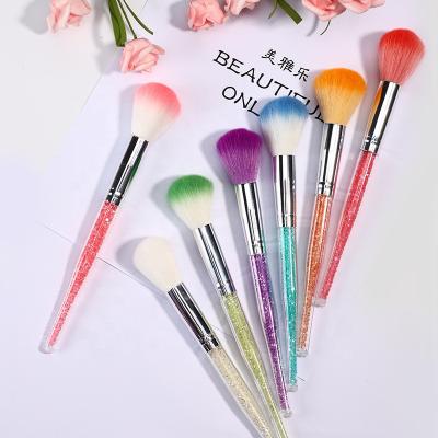 China High Quality Nail Art Makeup Brush Rhinestone Handle Nail Art Powder Brush Cleaning Hair Brush Professional Nylon Dust Brush for sale