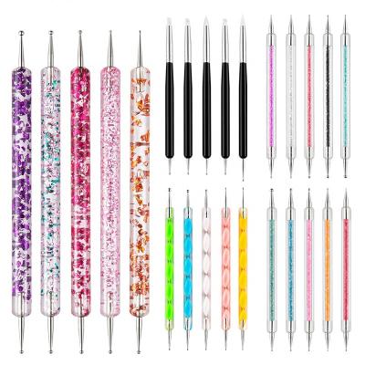 China Professional UV Pen Kit Salon Decoration Manicure Tools Art Faux Stone Picker Dotting Pen Acrylic Handle Nail Art Gel Painting 5Pcs/Set for sale