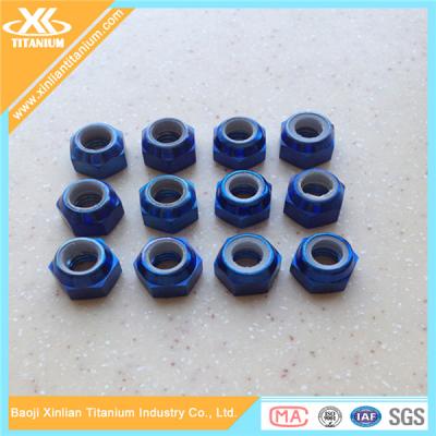 China Blue Anodized DIN985 Titanium Alloy Nylon Insert Nuts for sale