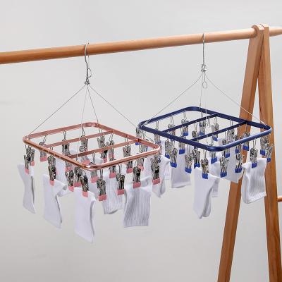 China Flexible Factory Direct Sales Saving Magic Wooden Pants Hanger Organizer Aluminum Alloy Sock Rack Metal Clips Hanger for sale