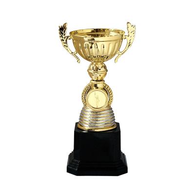 China Cheap OEM Quality Souvenir Glitter Trophy Metal Porcelain Trophy Best Seller Sports and Games Custom Cup Trophy With Base for sale