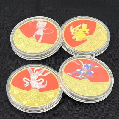 China Global 20 Types Pocket Cute Animals Metal Coin Anime Monsters Digital Gold Plated Coins Collectibles pokeman pikachu for kid gift for sale