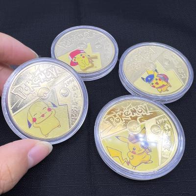 China Global Hot Sale Gold Pikachu Pocket Animals Gold Pokemon Invent Collectable Anime Japanese Original Challenge Invents New Year Gift for sale