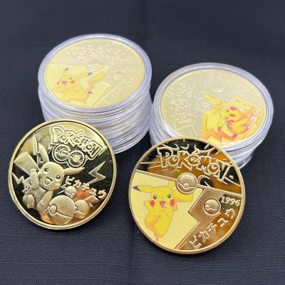 China Global Pokemon Type 20 Cute Pocket Animal Anime Monsters Gold Plated Coin Collectibles Memorial Gift For Kids for sale