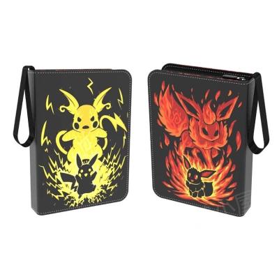 China Custom Fashion Zipper Pokemon Card Printed Binding 4 Pockets Carrying Game Card Binding Collectible Binding Compatible With Pokemon Cards for sale