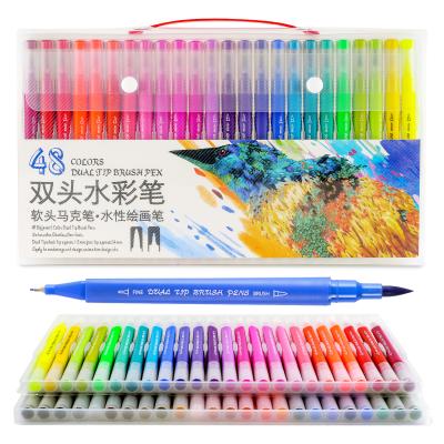 China Amazon 2019 Hot Selling 48 Colors Dual Tip Reading Brush Art Markers Brush &Fineliner Tips With Custom Packing 31*18*2.8 for sale