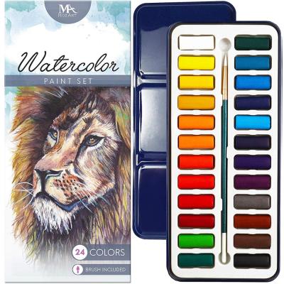 China Amazon Hot Selling 12 18 24 Colors Watercolor Paint Sets With OEM Packaging 3mL for sale