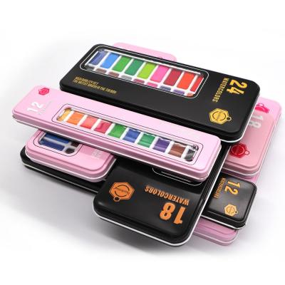 China 12 24 36 Colors Watercolor Paints Set With Tin Box Packaging For Beginner 3mL for sale