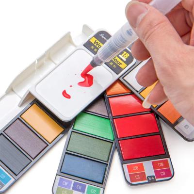 China New Solid Watercolor Paint Set Foldable18 25 33 42 Colors Watercolor Paint With Water Brush 3mL for sale