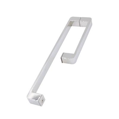 China Customized G shape square tube mirror polish Stainless Steel 304 Push Pull Glass Door Handle zu verkaufen