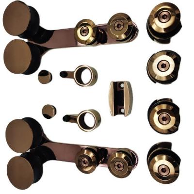 China Shower room accessories double wheel hexagonal rose gold sliding door pulley for sale