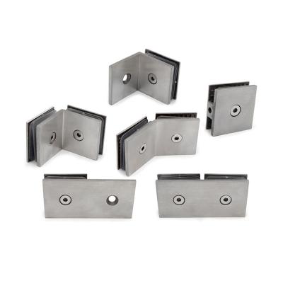 China Tempered glass door shower hinge stainless steel wire drawing square glass clip for sale