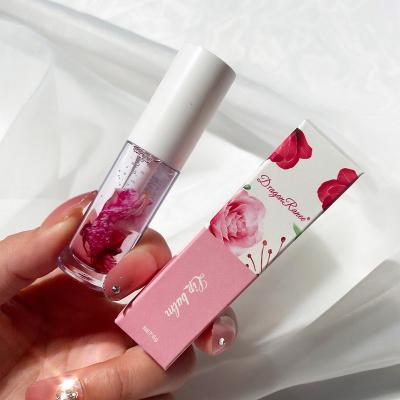 China New Flower Waterproof Dry Lipstick Rose Transparent Lip Oil Moisturizing Colorless Nourishing Cute Nourishing Mirror Lip Tint Honey Honey Lip Gloss for sale