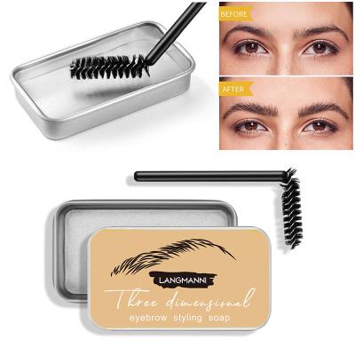 China Best Selling Waterproof 3D Shaping Eyeliner Natural Eyebrow Shaping Soap Gel With Brush OEM Private Box for sale