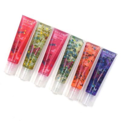 China Hot Selling Nude Liquid Lipstick Waterproof Butterfly Glitter Tube Moisturizer Fruity Transparent Colorless Lip Oil for sale