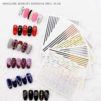 China Popular Nail Tips Best Selling Gold 3D Nail Sticker Curve Stripe Stripes Japanese Nail Art Nails Stickers DIY Metal Tape Stickers for sale