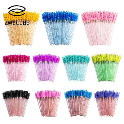 China Angular Blush Good Quality 50 PCs Disposable Eyelash Extension Tool/Package Handle Crystal Eyelash Makeup Brush Diamond Mascara Wands for sale