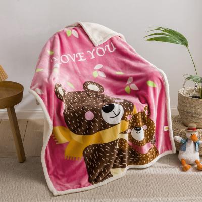 China Wholesale High Quality Anti-Static Knitted Custom Super Soft Flannel Sherpa Polyester Cartoon Blankets for sale