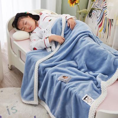 China 2021 Wholesale Winter Wholesale Children's Anti-static Thick Double Layer Polyester Coral Flannel Blankets for sale