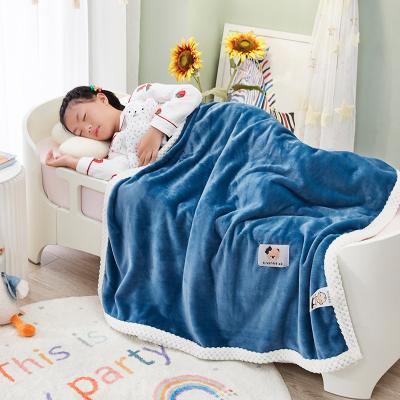 China Factory High Quality Anti-static Solid Color Flannel Kids Covers Nap Casual Double Layer Blankets for sale