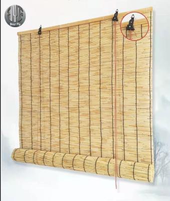 China Contemporary Eco-friendly Artificial Bamboo Tubular Fence Curtain Roll Shade Jute Straw Shade Curtain for sale