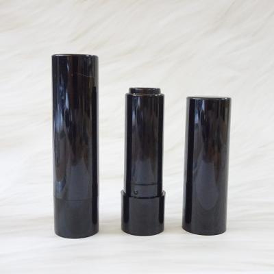 China Cosmetic 2021 around all black lipstick containers lip balm plastic lipstick tube wholesale in stock for sale