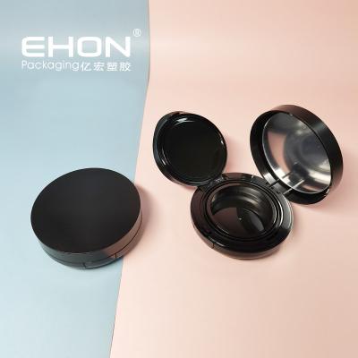 China Powder Case BB Cream Cosmetic Packaging Container Compact Round With Mirror Black Make Up Air Cushion Cosmetic Packaging Case In Stock Hot Sale for sale