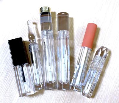 China Crystal Clear PETG Collection Cosmetic Lip Gloss Top Tubes With Magic Wands for sale