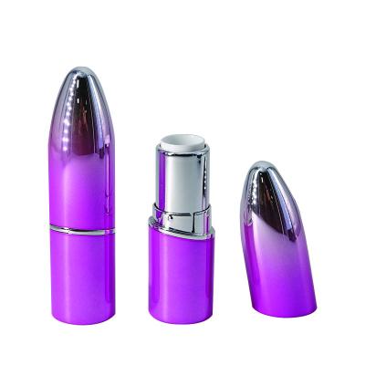 China Cosmetic Empty Bullet Shape Metallic Pink Lipstick Tube Container for sale