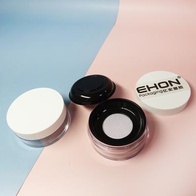 China Recyclable Wholesale Round 25g Loose Powder Jar With Strainer Custom Makeup Box Face Private Label Packaging for sale