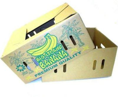 China Recycled Materials Wholesale Foldable Banana Cardboard Box With Die Cut Handle for sale