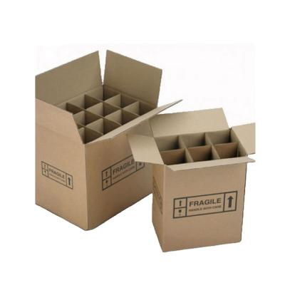 China Recycled Materials Cardboard Box B-Groove Flexo 3-Layer Wine Packaging Box With Separation for sale