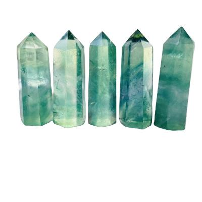 China China wholesale natural crystal green fluorite point tower healing for home decoration for sale