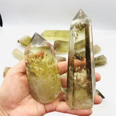 China China big rainbow tower citrine yellow quartz crystal magic wand wholesale point natural citrine for healing for sale