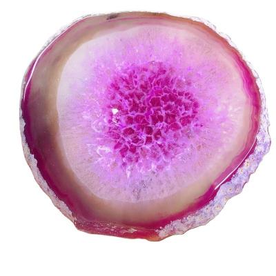 China China Selling Beautiful Pink Blue Purple Big Agate Slice Coaster For Gift for sale