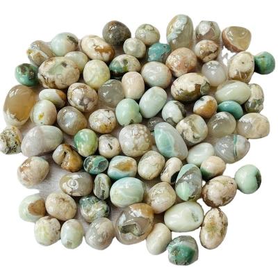 China China Natural Healing Loose Crystal Gravel Cherry Blossom Agate Tumble Green Stone for sale