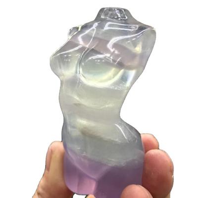 China China Wholesale Natural Fluorite Naked Female Body Carving Crystal Goddess Statue for sale