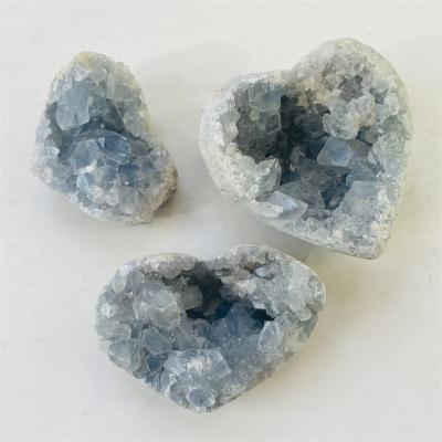 China China Wholesale Crystal Energy Stone Natural Blue Celestite Geode Heart For Healing Gift for sale