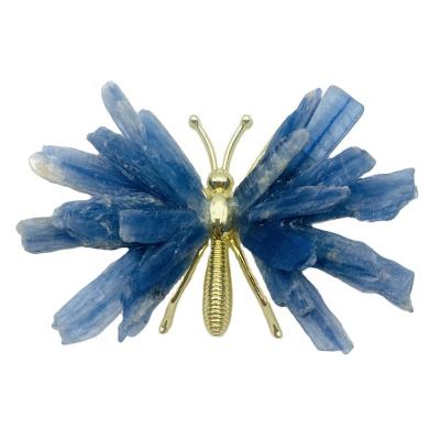 China China Hand Carved Animal Crafts Natural Blue Crystal Kyanite Butterfly Home Decoration for sale