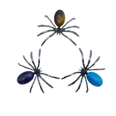 China Wholesale Natural Stone Tiger Eye China Amethyst Gemstone Inlay Spider Crystal Gift Decoration for sale