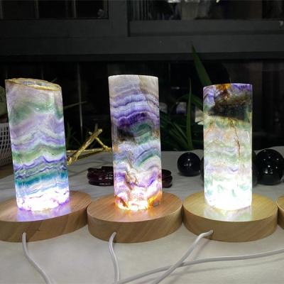 China China Wholesale Natural Stones Healing Crystals Polished Rainbow Fluorite Lamps Night Light For Decoration Gift for sale