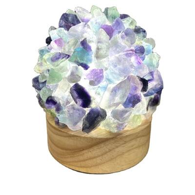 China China Wholesale Natural Gemstone Crystal Chips Fluorite Agate Light Handmade Lamps At Night Decoration for sale