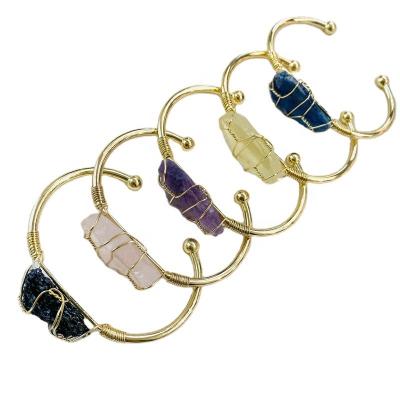 China China Wholesale DIY Gold Plated Jewelry Natural Amethyst Crystal Raw Citrine Bracelet for sale