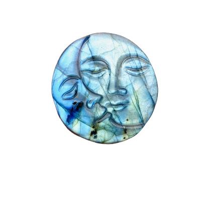 China Wholesale China Jewelry Crystal Labradorite Sun And Moon Face Carving Stones For Feng Shui Healing for sale